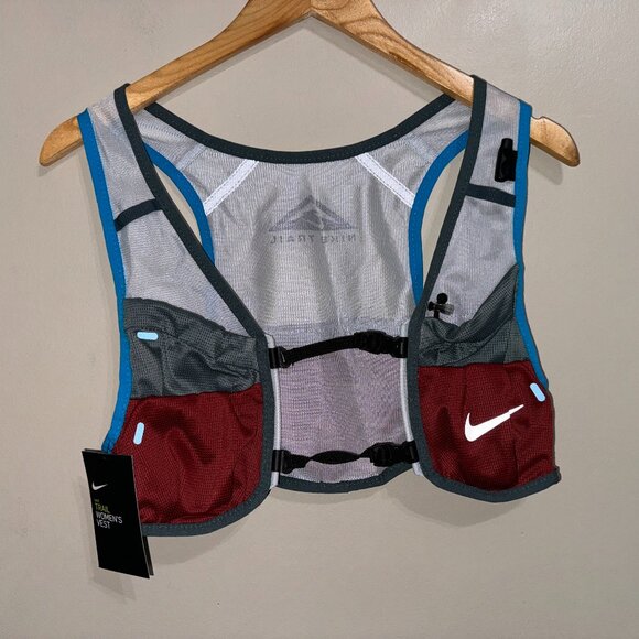 Nike Womens Trail Running Vest Platinum/Hasta Cayenne/Blue Size S CZ0523-012 NEW - Picture 1 of 7